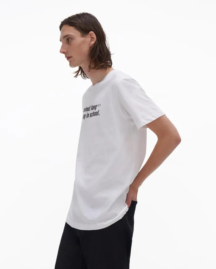 Men School Tee Chalk White Helmut Lang TShirts
