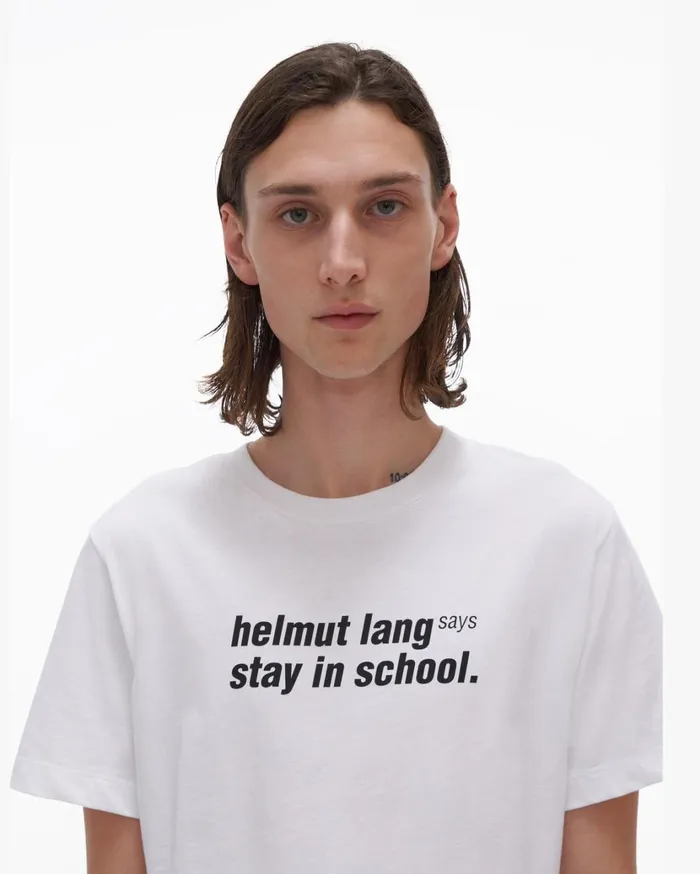 Men School Tee Chalk White Helmut Lang TShirts