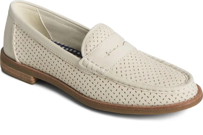 Men Seaport Perforated Penny Loafer Ivory Sperry Active Men Seaport Perforated Penny Loafer Ivory Sperry Active