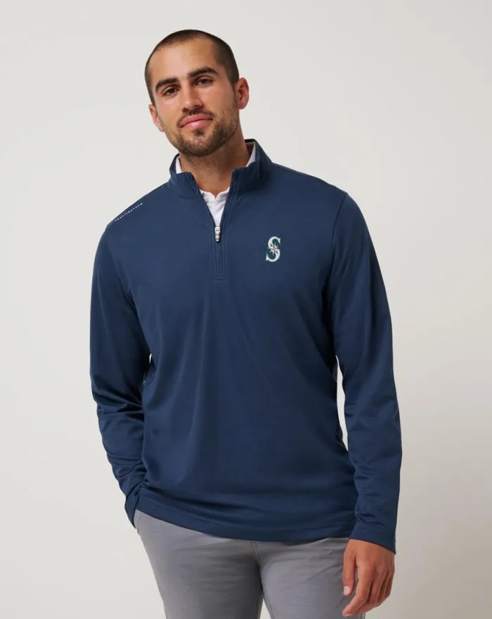 Men SEATTLE MARINERS TIME TO TAILGATE QUARTER ZIP Navy TravisMathew Quarter Zips Men SEATTLE MARINERS TIME TO TAILGATE QUARTER ZIP Navy TravisMathew Quarter Zips