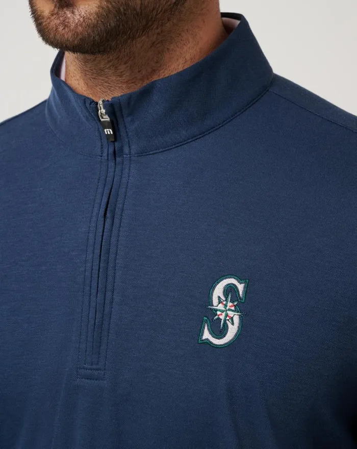 Men SEATTLE MARINERS TIME TO TAILGATE QUARTER ZIP Navy TravisMathew Quarter Zips