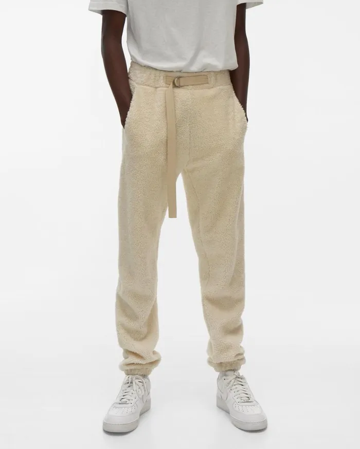 Men Shaggy Fleece Sweatpant Winter White Helmut Lang Pants
