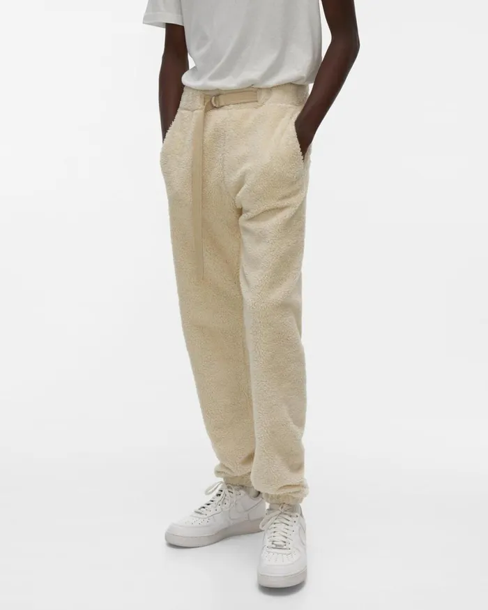 Men Shaggy Fleece Sweatpant Winter White Helmut Lang Pants