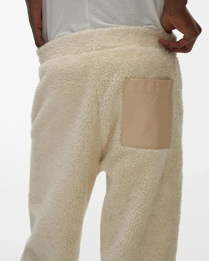 Men Shaggy Fleece Sweatpant Winter White Helmut Lang Pants