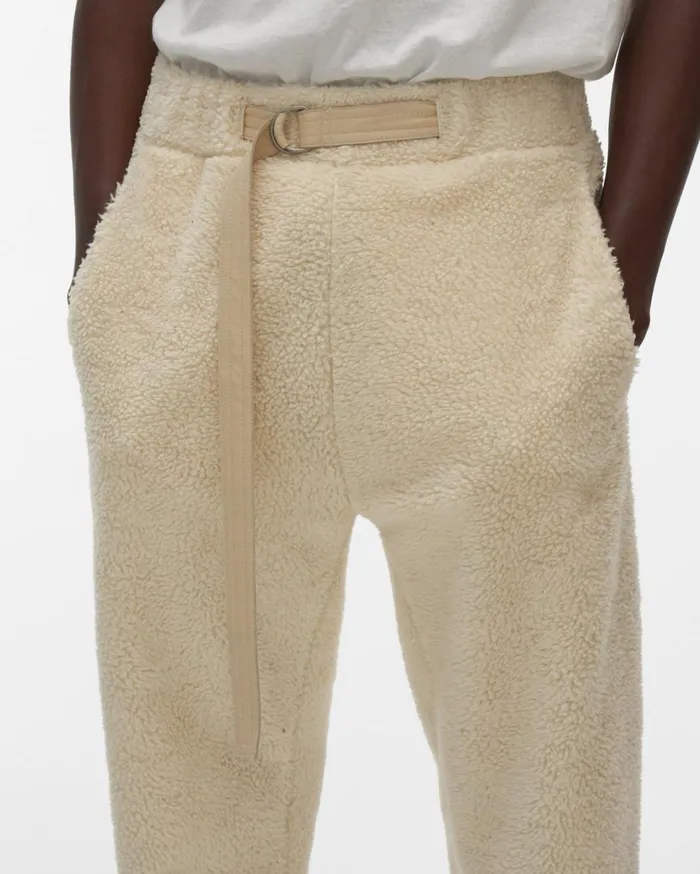 Men Shaggy Fleece Sweatpant Winter White Helmut Lang Pants