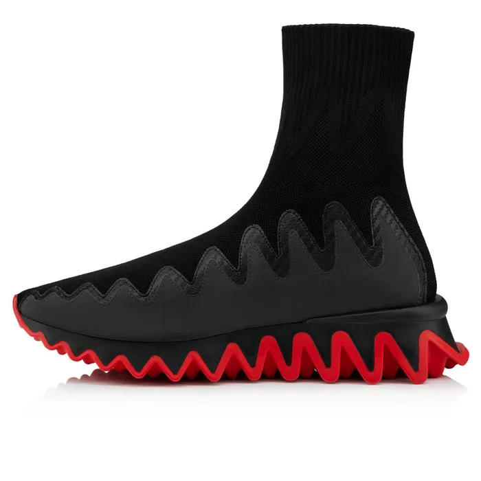Men Sharky Sock Man Sneakers 8211 Mesh 8211 Black Black Christian Louboutin High Top Sneakers