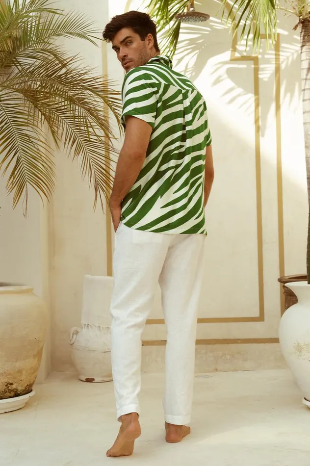 Men Shirts Runaway The Label ABE SHIRT Khaki Zebra