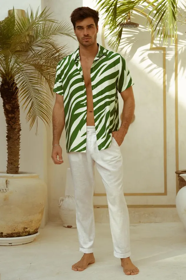 Men Shirts Runaway The Label ABE SHIRT Khaki Zebra