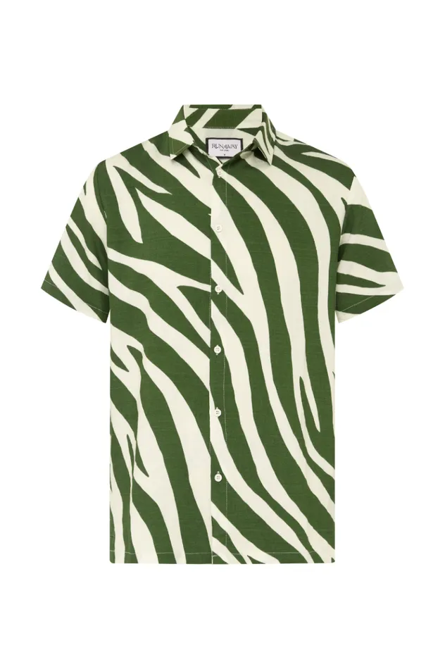 Men Shirts Runaway The Label ABE SHIRT Khaki Zebra