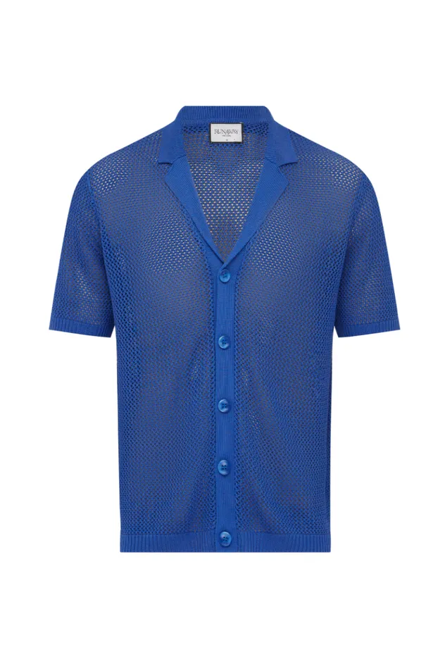 Men Shirts Runaway The Label CASPER KNIT SHIRT Cobalt