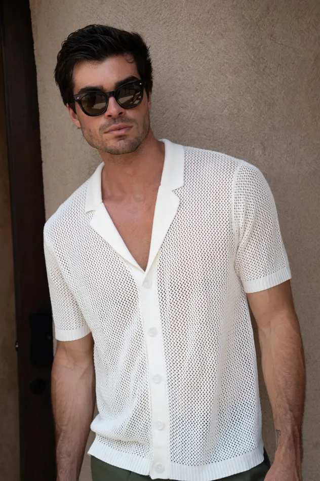 Men Shirts Runaway The Label CASPER KNIT SHIRT White