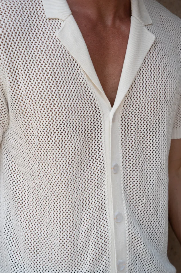 Men Shirts Runaway The Label CASPER KNIT SHIRT White