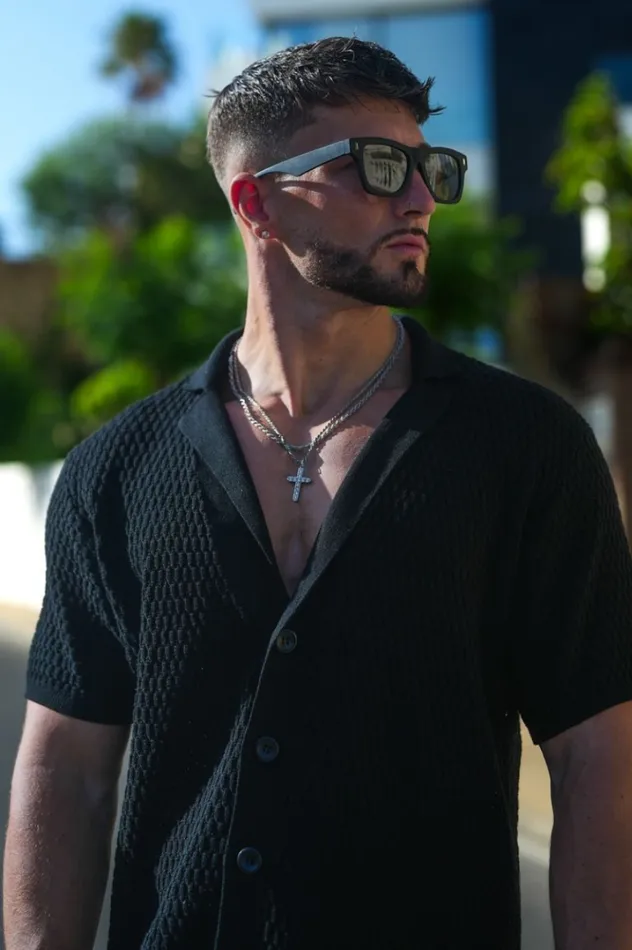 Men Shirts Runaway The Label PHOENIX KNIT SHIRT Black