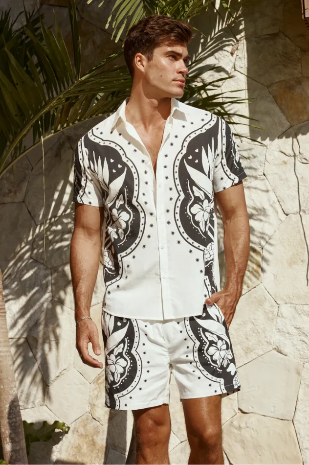 Men Shirts Runaway The Label WESTERN SHIRT Whiteblack