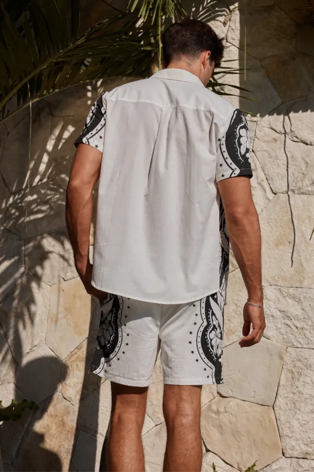 Men Shorts Runaway The Label WESTERN SHORT Whiteblack