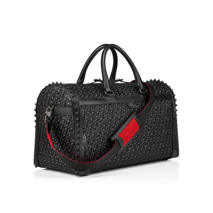 Men Sneakender Medium Travel Bag 8211 Coated Canva Techno CL And Rubber 8211 Black Black Christian Louboutin Travel Bags