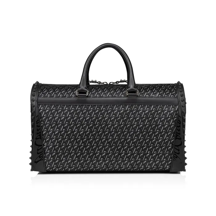 Men Sneakender Medium Travel Bag 8211 Coated Canva Techno CL And Rubber 8211 Black Black Christian Louboutin Travel Bags