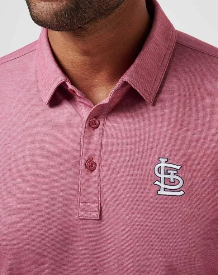 Men ST LOUIS CARDINALS PLAYOFF PITCH POLO Heather Red TravisMathew Polos