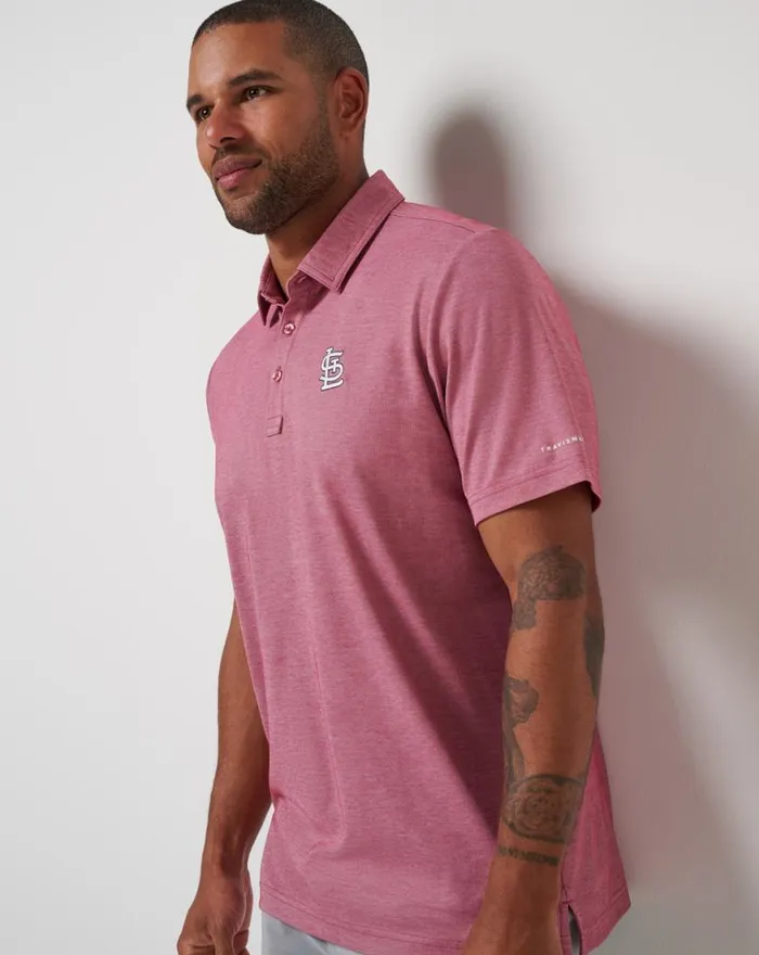 Men ST LOUIS CARDINALS PLAYOFF PITCH POLO Heather Red TravisMathew Polos