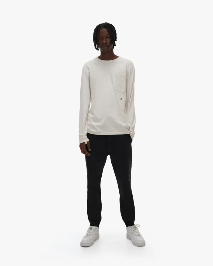 Men Strap Long Sleeve Tee Powdered Ecru Helmut Lang TShirts