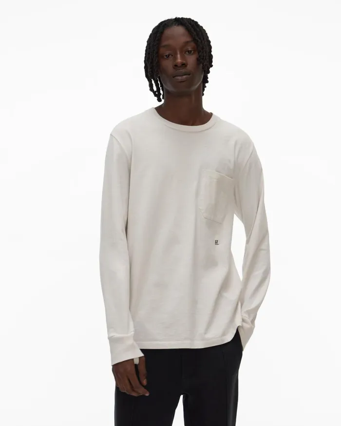 Men Strap Long Sleeve Tee Powdered Ecru Helmut Lang TShirts