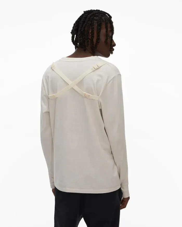 Men Strap Long Sleeve Tee Powdered Ecru Helmut Lang TShirts
