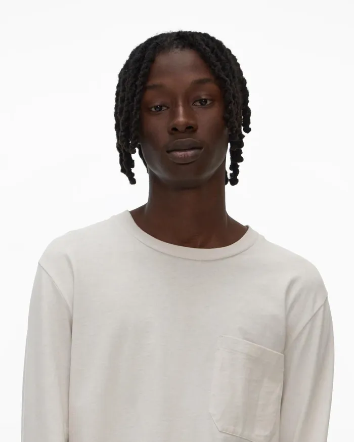 Men Strap Long Sleeve Tee Powdered Ecru Helmut Lang TShirts