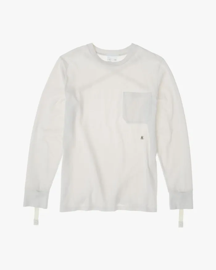 Men Strap Long Sleeve Tee Powdered Ecru Helmut Lang TShirts