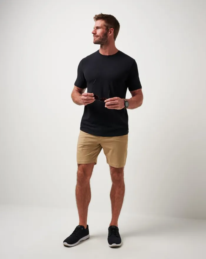 Men STRETCHKNIT SHORT 8IN Khaki TravisMathew Shorts