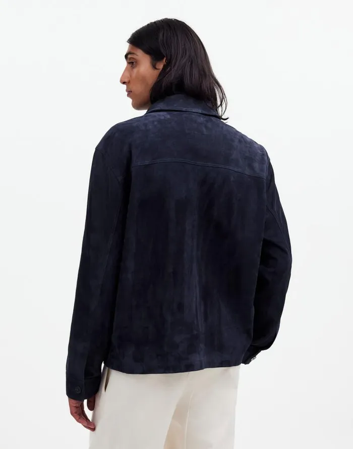 Men Suede Leather Boxy ShirtJacket Dark Indigo Madewell Coats Jackets