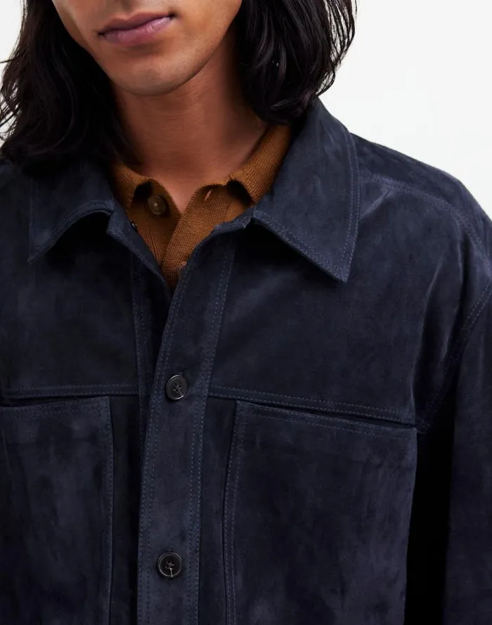 Men Suede Leather Boxy ShirtJacket Dark Indigo Madewell Coats Jackets