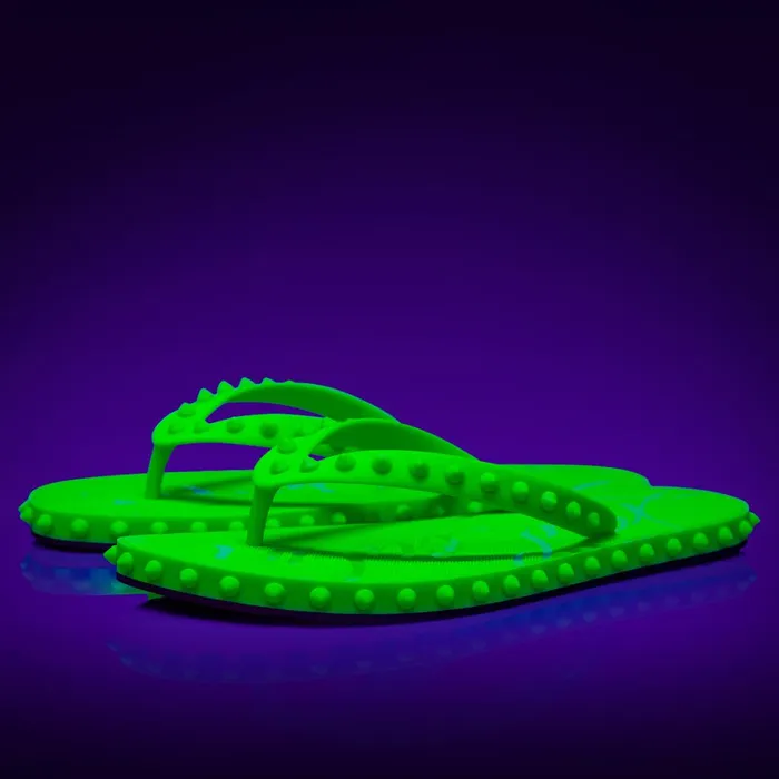 Men Super Loubi Flip Man Flipflops 8211 Rubber 8211 Fluo Green Green Christian Louboutin Sandals and Espadrilles