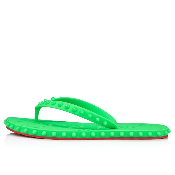 Men Super Loubi Flip Man Flipflops 8211 Rubber 8211 Fluo Green Green Christian Louboutin Sandals and Espadrilles
