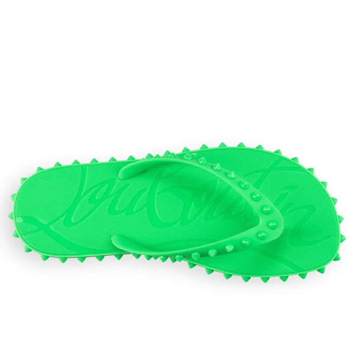 Men Super Loubi Flip Man Flipflops 8211 Rubber 8211 Fluo Green Green Christian Louboutin Sandals and Espadrilles