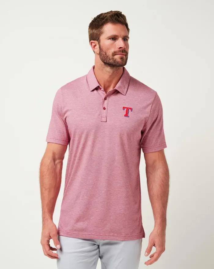 Men TEXAS RANGERS THE ZINNA POLO Heather Cardinal TravisMathew Polos