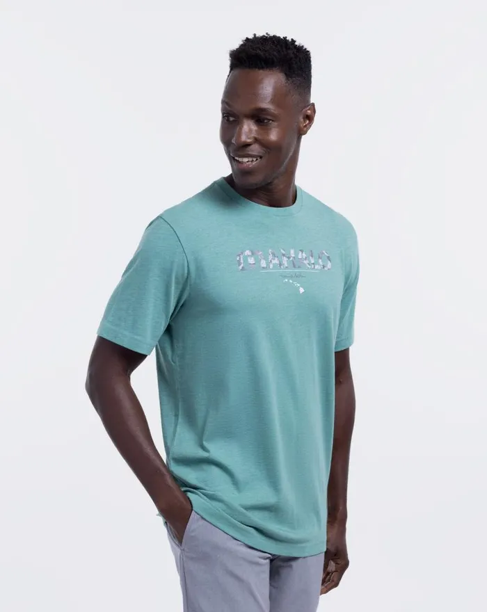 Men THE BIG ISLE 20 TEE Heather Green TravisMathew Tees