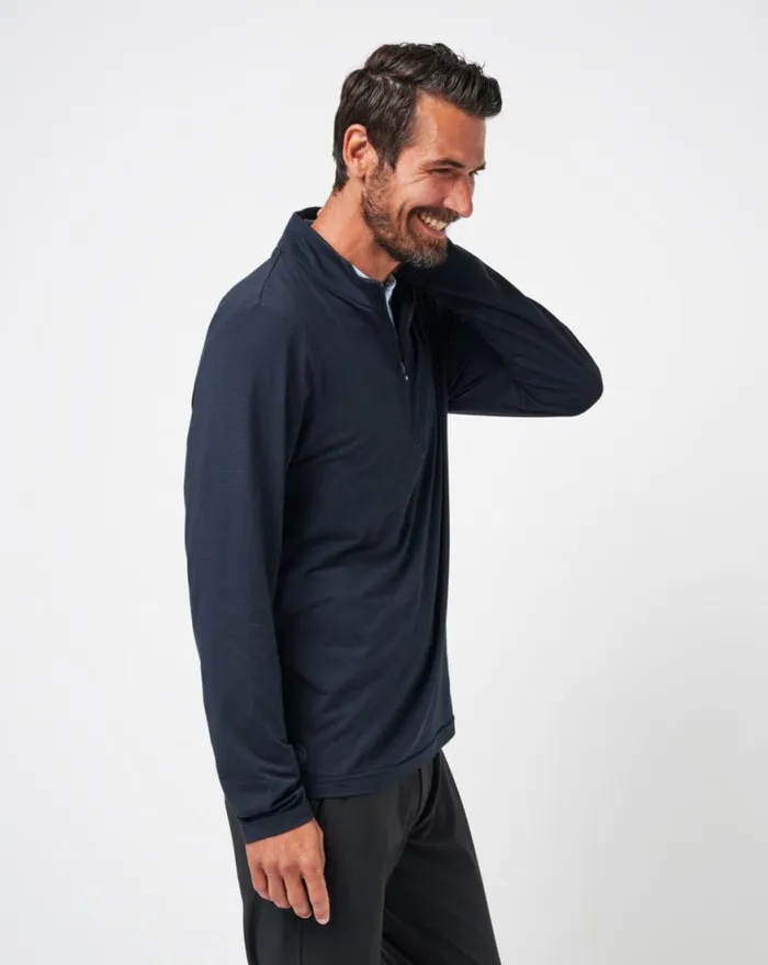 Men THE HEATER QUARTER ZIP Black TravisMathew Quarter Zips