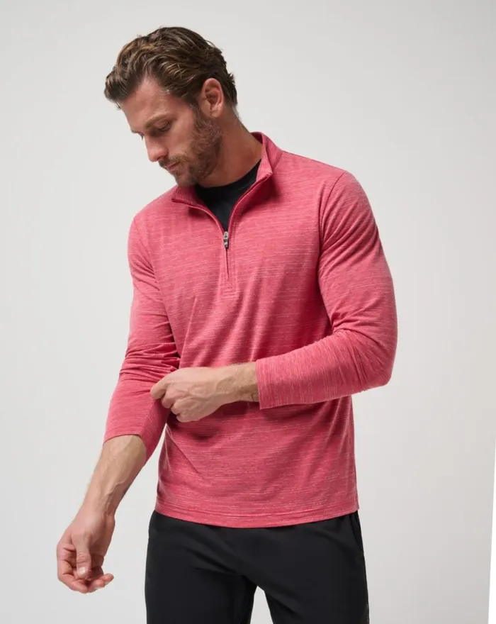 Men THE HEATER QUARTER ZIP Heather Scooter TravisMathew Quarter Zips