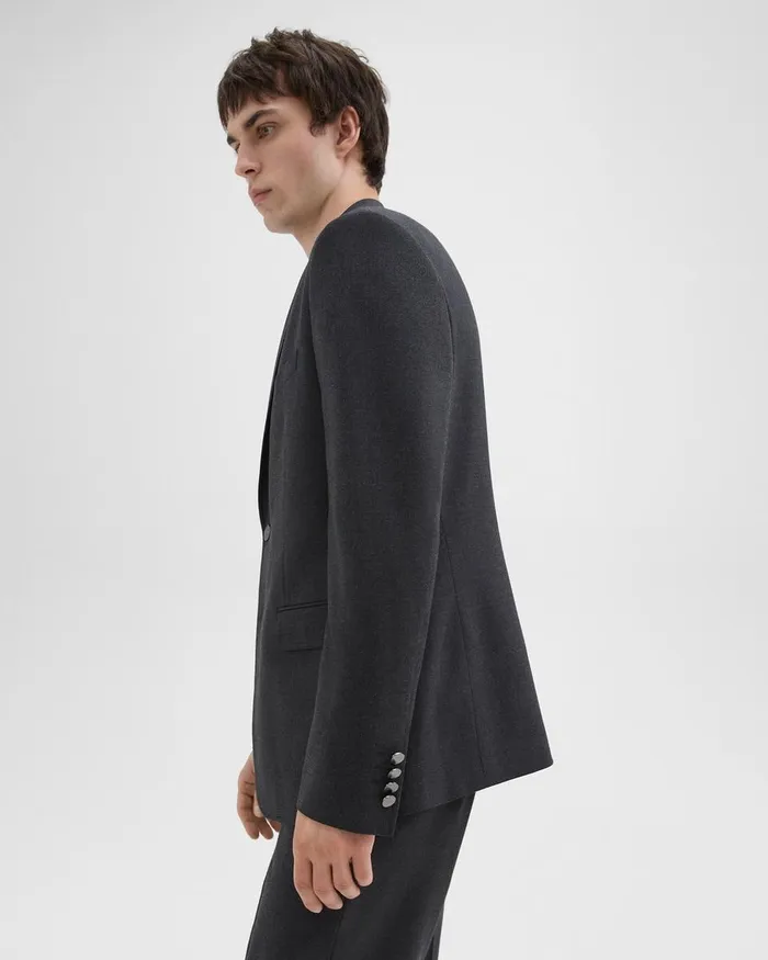 Men Theory Blazers Jackets Nostrand Blazer In Stretch Flannel Charcoal Melange