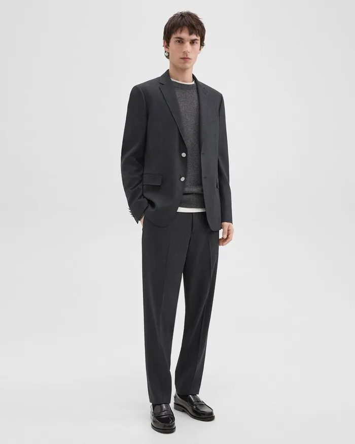 Men Theory Blazers Jackets Nostrand Blazer In Stretch Flannel Charcoal Melange