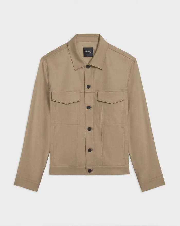 Men Theory Blazers Jackets River Trucker Jacket In Neoteric Twill Bark