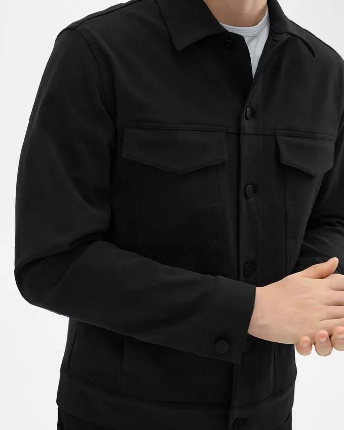 Men Theory Blazers Jackets River Trucker Jacket In Neoteric Twill Black