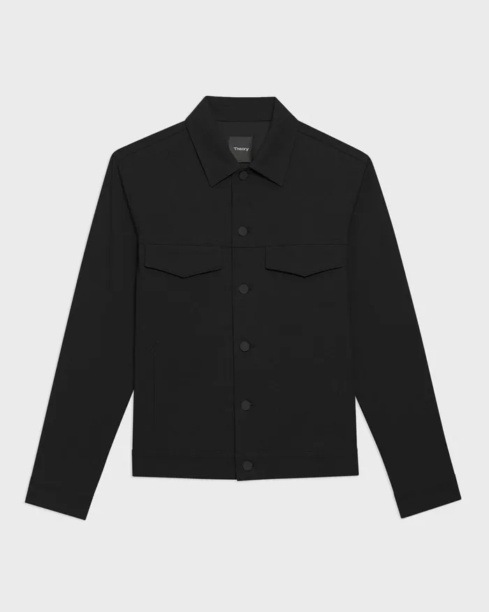 Men Theory Blazers Jackets River Trucker Jacket In Neoteric Twill Black