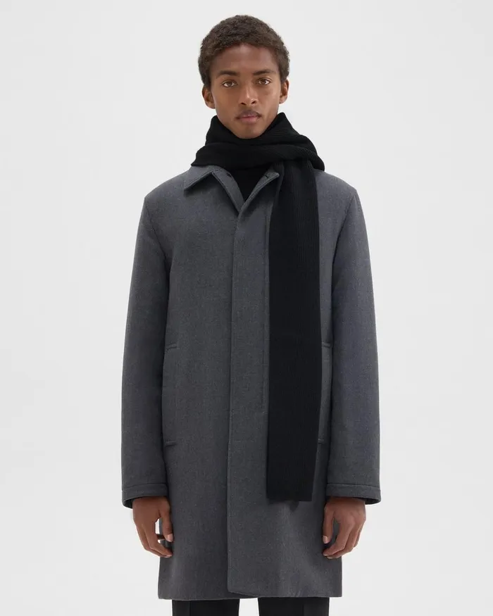Men Theory Hats Gloves Scarves Camden Scarf In Ribbed Cashmere Black