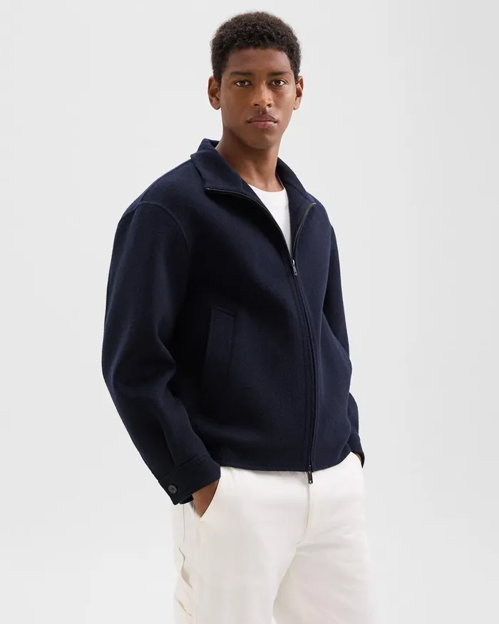 Men Theory Outerwear Straight Jacket In DoubleFace WoolCashmere Baltic