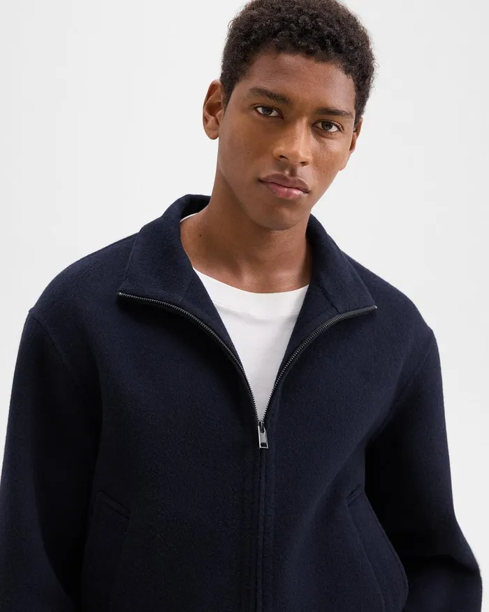 Men Theory Outerwear Straight Jacket In DoubleFace WoolCashmere Baltic