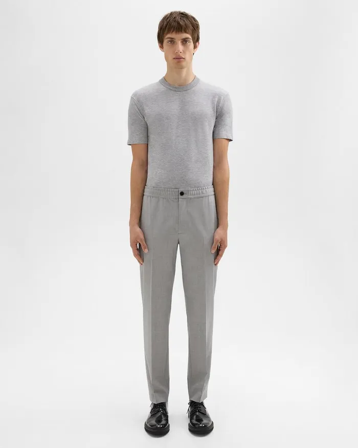 Men Theory Pants Larin Drawstring Pant In Stretch Wool Vapor Melange