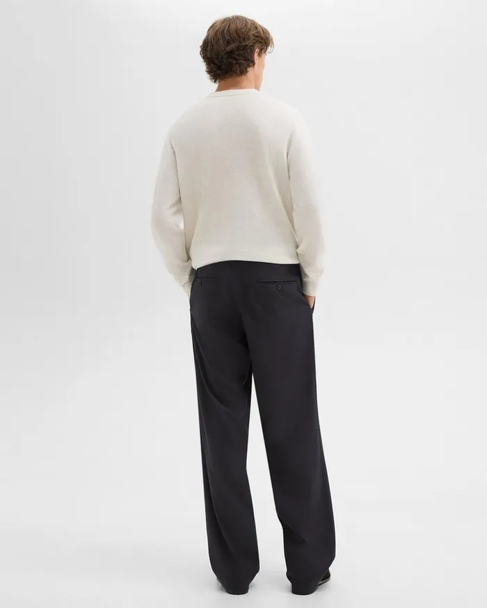 Men Theory Pants WideLeg Drawstring Pant In Stretch Flannel Dark Navy