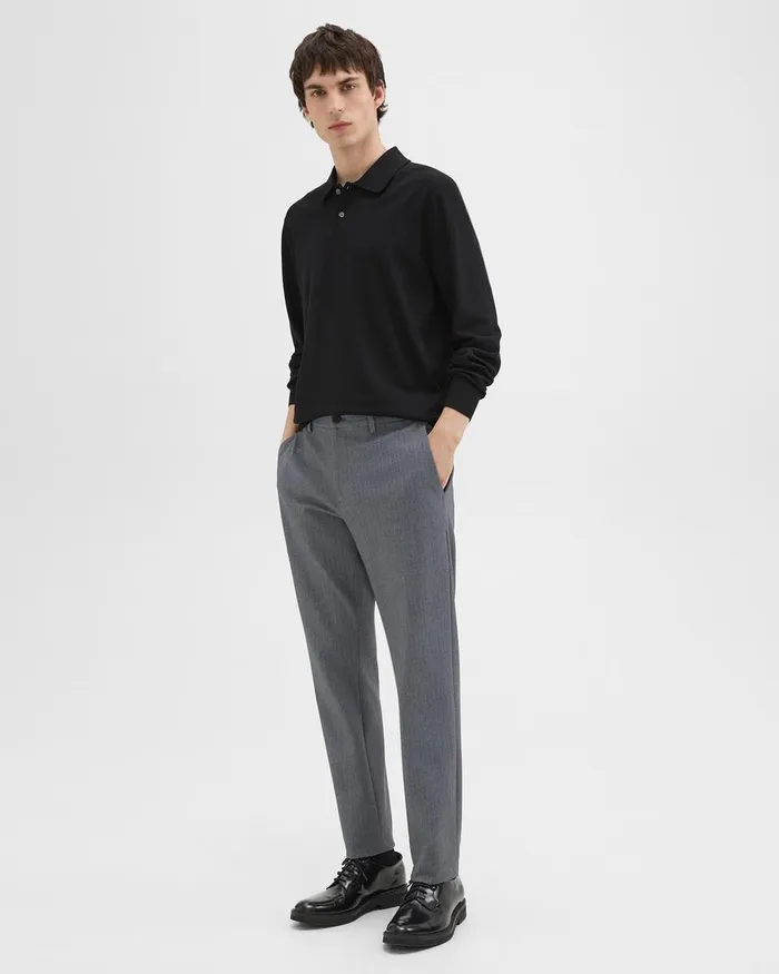 Men Theory Pants Zaine Pant In Herringbone Precision Ponte Grey Melange