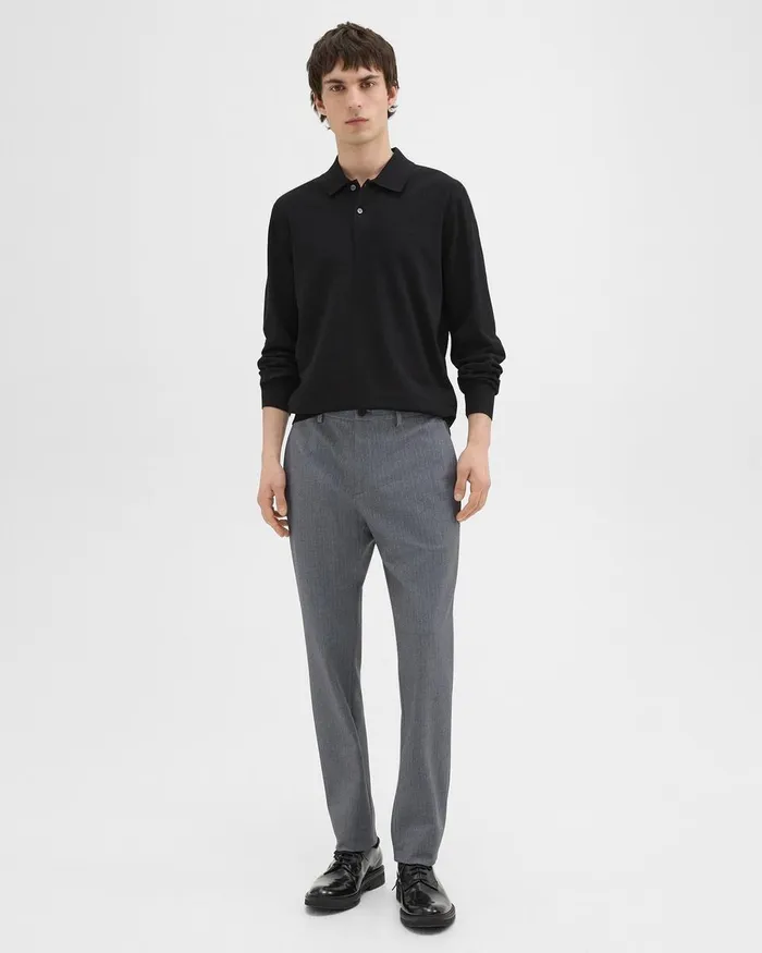 Men Theory Pants Zaine Pant In Herringbone Precision Ponte Grey Melange